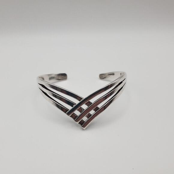 Vintage Taxco Sterling Silver 925 Cuff Bracelet Signed Made In Mexico - Picture 2 of 10